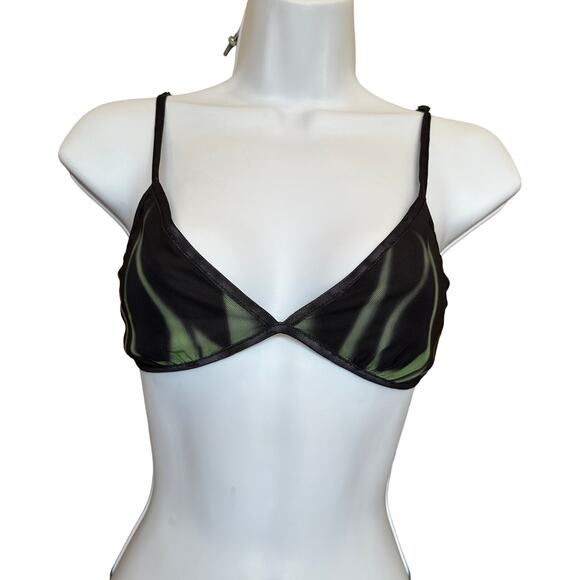 Superdown Black Sheer Flare Pant Set MEDIUM Crop Top Wicked Cochella $88 NEW - Picture 9 of 13